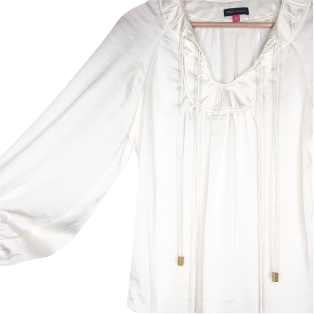 Vince Camuto Long Sleeve Tie V-Neck Blouse - Picture 4 of 7